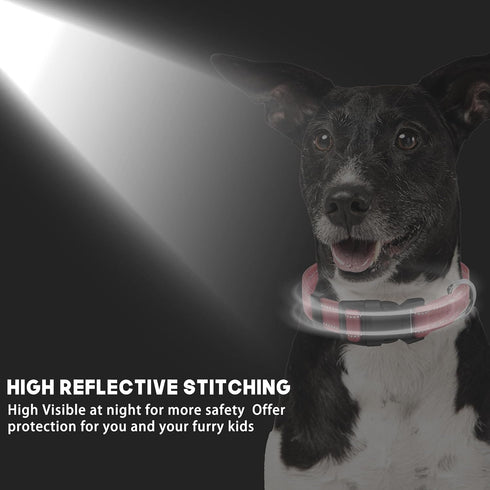 2 Pack Reflective Dog Collar, Soft Pet Collar for Female Male Dogs, Adjustable Comfortable Puppy Collar for Small Medium Large Dogs, Pink M...
