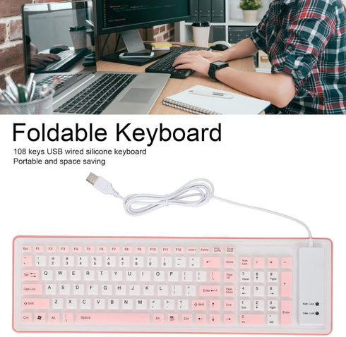 Heayzoki Roll Up Keyboard, Foldable Silicone Keyboard 103 Keys USB Wired Waterproof Mute Keyboard, Fadeless Foldable Keyboard for Pc Laptop Travel...