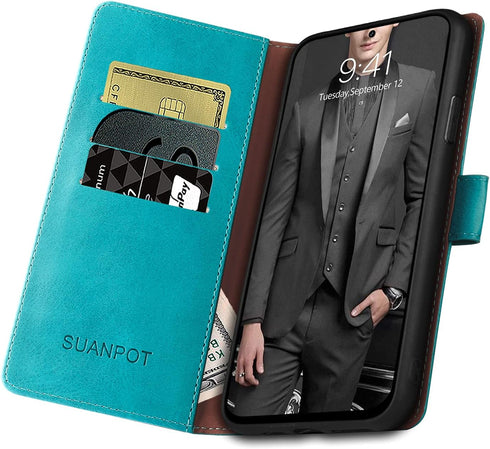 SUANPOT for Samsung Galaxy S21 Ultra 6.8" with RFID Blocking Leather Wallet case Credit Card Holder,Flip Folio Book Phone case Shockproof Cover Wo...