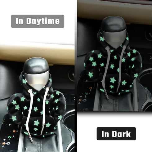 Gear Stick Hoodie Mini Sweater Hoodie Gear Shift Hoodie Upgrade Star Glow in the Dark Shift Knob Cover Universal Funny Car Shifter Cover, Black, T...