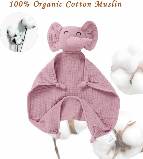 Organic Elephant Loveys for Babies,Muslin Baby Security Blankets for Babies,Soft Elephant Baby Snuggle Animals for Newborn,Newborn Baby Gift,Baby ...