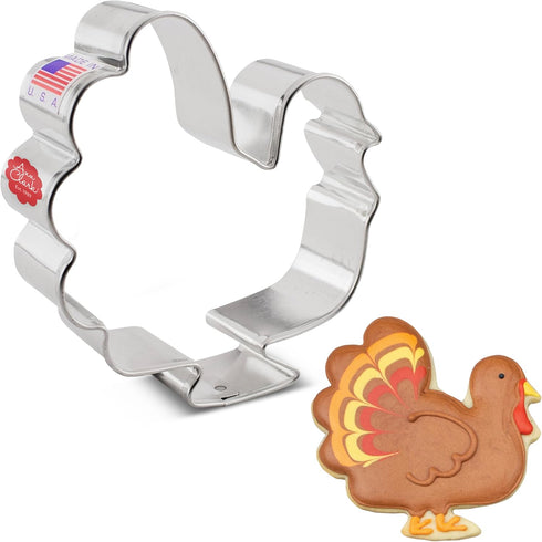 Thanksgiving Turkey Cookie Cutter, 3.75" Made in USA by Ann Clark...