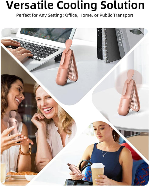 Portable Handheld Fan, 3-Speed Foldable Mini Pocket Fan, USB-C 2000mAH Rechargeable Small Quiet Hand Fan, Personal Lash Fan for Travel, Outdoor, H...