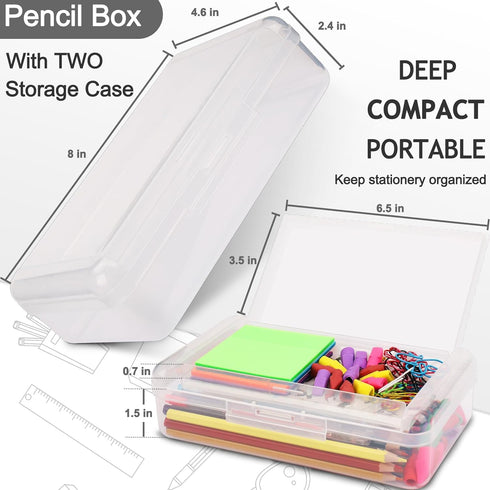 1 PCS Pencil Box,Double Layer Large Capacity Pencil Box,Hard Pencil Case with Snap-tight Lid,Plastic Pencil Box for Office School Supplies Pen Box...