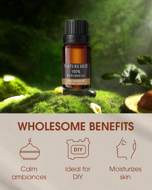 Patchouli Essential Oil - 10 mL (1/3 oz) - Pure, Natural, Therapeutic Grade - for Diffuser, Massage, Skin & Hair Care, Perfume & Candle Making - M...