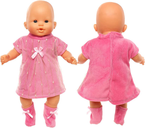 ENOCHT 3 Pieces Baby Doll Clothes Pink Dress with Coat Socks for 14-18 Inch Doll Sweet Cute Doll Clothes for New Born 15 Inch Baby Dolls...