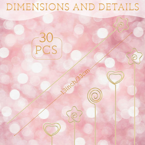 Sunnyray 30 Pieces Metal Wire Floral Picks Wire Place Card Holder Stand 13 Inch Table Name Number Picture Clips Menu Note Memo Holder for Wedding ...