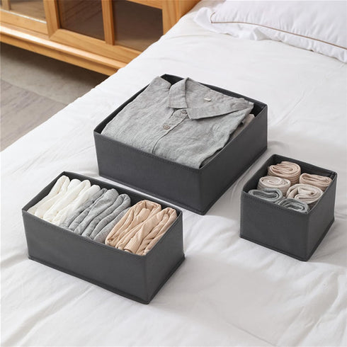 Sock Drawer Organizer Set of 3 Storage Boxes, Underwear Organizer Dividers, Dresser Drawer Dividers for Clothes, Closet Cabinet Organizer for Bra ...