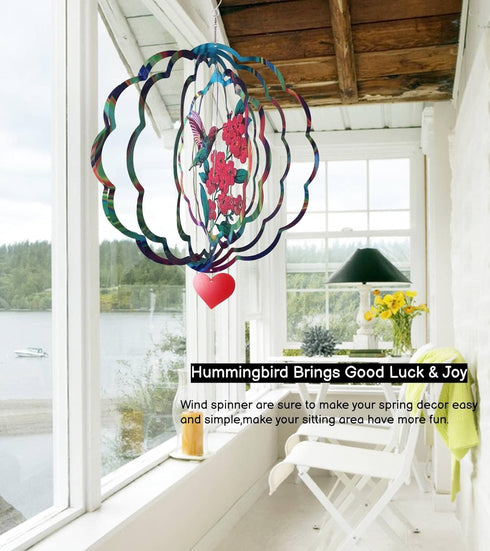Wind Spinners Garden Decor Hummingbird Wind Spinner Outdoor Metal Hanging Mandala Decor-Wind Spinners for Yard Garden Patio Porch,Garden Wind Spin...