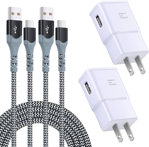 Adaptive Fast Charging Wall Charger Kit Set with USB Type C Cable Fast Charging 10ft, Excgood USB Fast Charger Compatible with Galaxy S8/9+/10e,No...