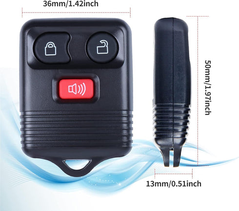 3 Buttons Keyless Entry Remote Control Key Fob fits for Ford 1998-2016, Mazda F150 F250 F350 Mercury Expedition Explorer, CWTWB1U331, CWTWB1U212, ...