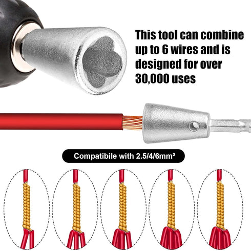 2 Pcs Twister Wire Connectors, Drill Wire Twisting New Wire Twister Tool Drill Wire Twister and Stripper for Drill Cable Quick Stripping, Nut Twis...