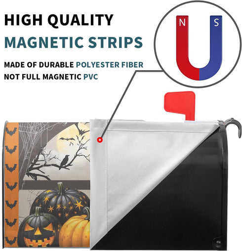 Black Cat Halloween Mailbox Covers Magnetic Standard Size 21"x18" Fall Halloween Pumpkins Magnetic Mailbox Covers Halloween Mailbox Decorations Le...