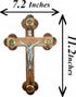 Zuluf 10.6" Olive Wood Wall Crucifix Catholic Hanging Cross with Relics Holy Essences Orthodox Holy Land Gift CRS033...