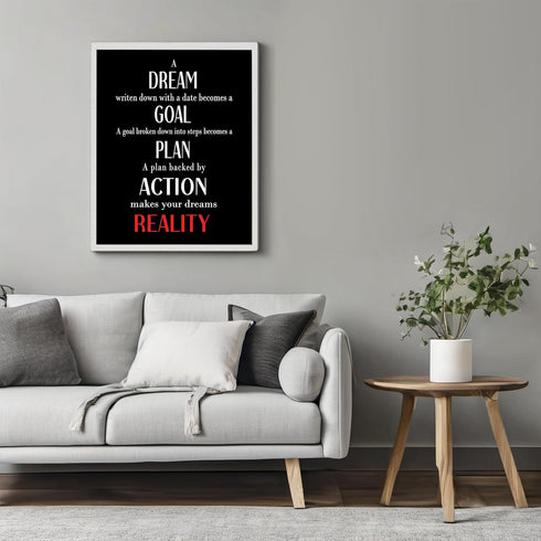 Posterizer 1 pcs-A dream becomes a goal-powerful quote-Men's Art Collection-Motivational & Inspirational Art-decor for office wall- UNFRAMED Wall ...