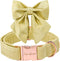 Unique style paws Silk Yellow Color Dog Collar Adjustable Durable Dog Collar with Bow Wedding Bow tie Dog Collar for Medium Dogs...