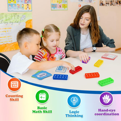 Ten-Frame Math Manipulative for Elementary,Counting Number Math Games, Montessori Educational Toy for Kindergarten Classroom Kids 3 4 5 Year Old (...
