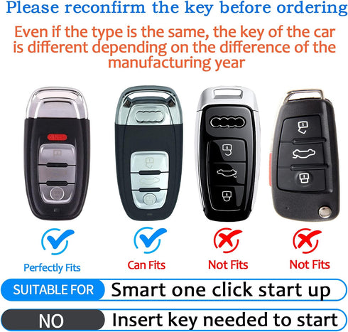 Tukellen Compatible with Audi Key Fob Cover Genuine Leather with Keychain,Leather Key Case Key Shell Compatible with Audi R8 Q5 Q7 S3 S4 S5 S6 S7 ...