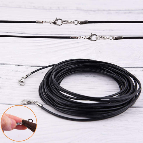 WXJ13 Genuine Leather Cord, 10 Meters 2 mm Wide Black and Coffee Leather Cord and 150 Pieces Jewelry Findings Necklace Cord String for Jewelry Mak...
