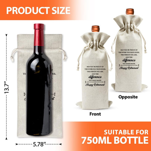 Retirement Wine Bag For Teacher Coworker Employees Friend Colleagues Nurse Doctors Boss, Goodbye Farewell Leaving Gifts For Friend, Happy Retireme...