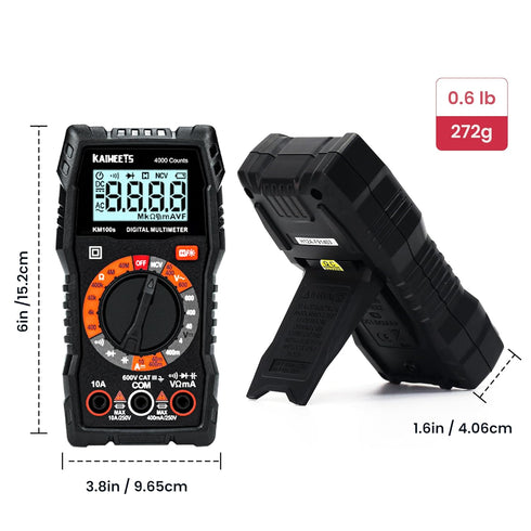 KAIWEETS Digital Multimeter 4000 Counts, Voltage Tester with Accurate Ohm Volt Amp Readings, DC/AC Voltmeter Clearly Measures Resistance Continuit...