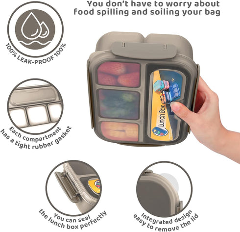 Vensp Lunch Box for Kids Girls Boys,Adult Bento Box with 4 Compartments,Woman Lunch Box Containers for Work with Utensils,Sauce Jar, Muffin Liners...