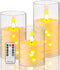 Da by Flameless Candle for Outdoor Use, Recessed String Light, Battery Powered LED Pillar Candle with Remote Control, Timer Function, 4" 5" 6", 3 ...