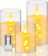 Da by Flameless Candle for Outdoor Use, Recessed String Light, Battery Powered LED Pillar Candle with Remote Control, Timer Function, 4" 5" 6", 3 ...