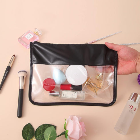 Makeup Bag Waterproof Leather Cosmetic Bag Toiletry Bag,DIY Chenille Letter Bag Nvlon Clear Travel Makeup Bag for Women Girls (Black)...