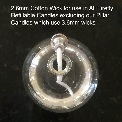 USA Firefly Brand - 5 Feet of 2.6mm Braided Eco Cotton Replacement Wick for Oil Lamps and Candles for Round Wick Holders...
