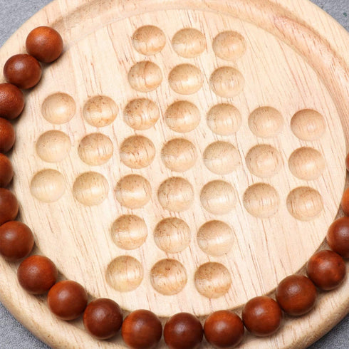 TOYANDONA Wooden peg Solitaire Game Solitaire Board Game Wood Marbles Chess Wooden Board Strategy Chess for Students Adults Wood Solitaire Toy Chi...
