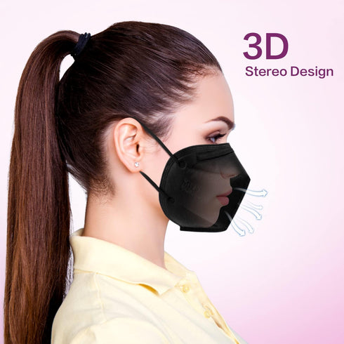 KN95 Disposable Face Mask 25 Pack 5-Ply Breathable Safety Masks Against PM2.5, Disposable Respirator Protection Mask for Men and Women Black...