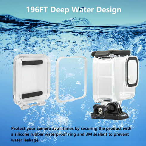 Suptig Waterproof Case Protective Underwater Dive Housing Compatible for GoPro Hero 8 Black Waterproof 196ft (60 Meters)...