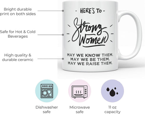 YouNique Designs Here's to Strong Women Mug, Funny Mug, Coffee Cup, Mug, Funny Mugs, Coffee Lover, Coffee Cup Gift, Gift Ideas for Coworkers, Gift...