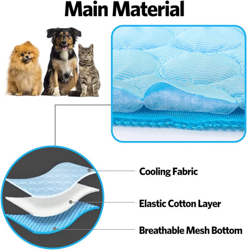 Dog Cooling Mat Pet Cooling Pads Dogs & Cats Pet Cooling Blanket for Outdoor Car Seats Beds (Blue, 28IN * 40IN)...