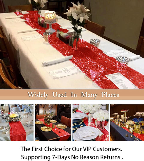 ShiDianYi 12''x72'' Sequin Table Runner - Sparkly Metallic for Wedding, Dinner Reception, Event, Birthday, Baby Shower (1, Red)...