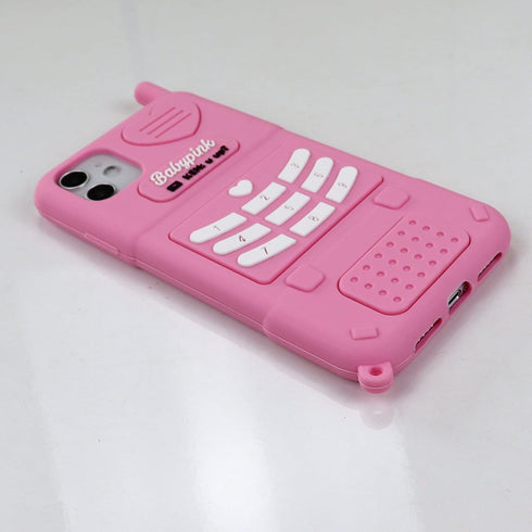 for iPhone 11 6.1'' Case,3D Cartoon Cute Retro Love Heart Classic Cellular Phone Shaped Case, Kids Women Girls Soft Silicone Rubber Cover Case for...