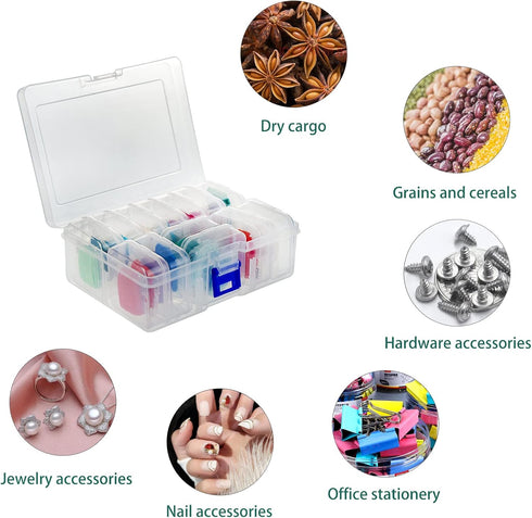 13 Pieces Small Plastic Craft 0rganizers and Storage, Transparent Box with Hinged Lid for Storage of Jewelry, Diamonds, DIY Art Craft Accessory...
