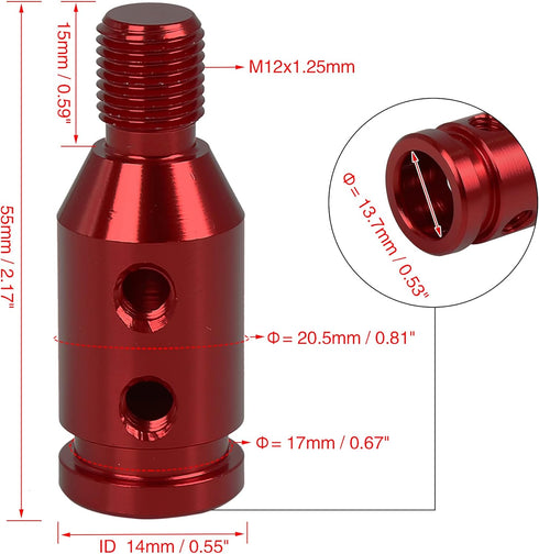X AUTOHAUX M12 X 1.25 Car Universal Red Gear Shift Knob Adapter for Non Threaded Shifter...