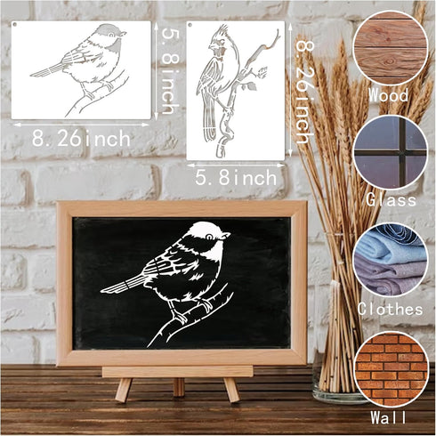 Birds Stencils for Painting on Wood Crafts Reusable Hummingbird on Tree Branch Stencil Art Owl Paint Stencil on Wall Canvas Pattern Paint Stencils...