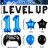 Video Game Birthday Party Set, Level Up 11 Video Game Balloons Controller Balloons Blue Black Stars Aluminum Foil Balloons Kit Decorations (11TH)...