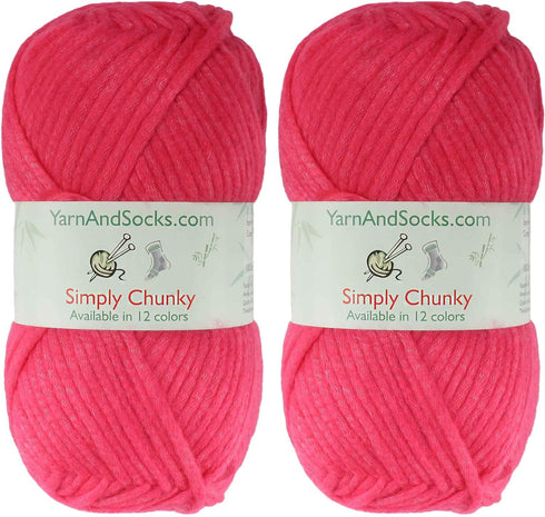 JubileeYarn Simply Chunky Yarn - Bulky Acrylic - Hot Pink - 2 Skeins......