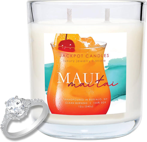 Jackpot Candles Maui Mai Tai Candle with Ring Inside (Surprise Jewelry Valued at 15 to 5,000 Dollars) Ring Size 5...