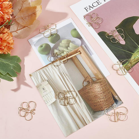 CRASPIRE 30Pcs Butterfly Paper Clips Gold Binder Paperclips Clamps Bookmark Clips Planner Memo Dispenser for Office Supplies School Home File Note...
