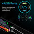 65W Car Charger 4 Port USB Car Charger Adapter PD QC3.0 Cigarette Lighter USB Charger with LED Voltmeter Fast Car Charger Compatible with Samsung ...