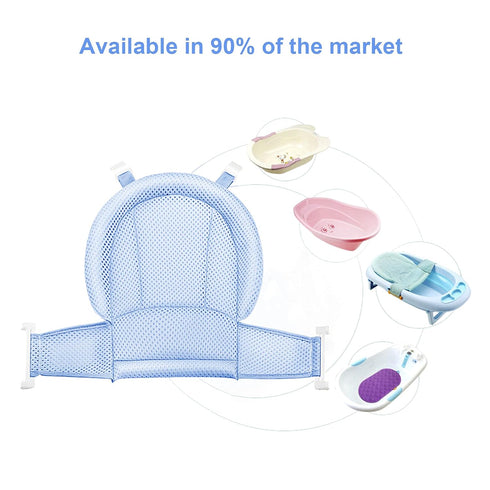 Universal Adjustable Baby Bath Tube Support Mesh Net Soft Breathable Infants Shower Pad 4-Points Anti-Slip Bathtub Seat with Sponge Cushion for To...