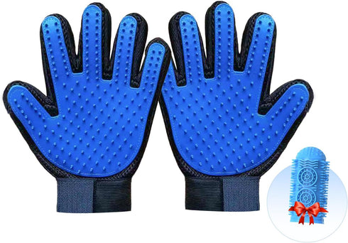 1TO3GO?Upgrade? Pet Grooming Gloves, Dog Washing Gloves for Bathing, Pet Hair Remover Gloves for Dogs, Cats and Horses with 185 Silicons Tips suit...