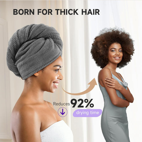 3 Pack Microfiber Hair Towel Wrap for Curly Hair, Super Absorbent Hair Drying Towel for Women, Kids, Hair Care Accessories, Hair Turban for Wet Ha...