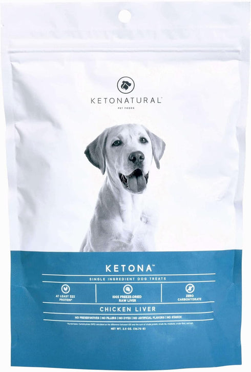 Ketona Zero Carb Chicken Liver Dog Treats - High Protein (52%), No Carb (0%), 100% Freeze Dried Chicken Liver Bites, Delicious and Healthy Treat a...