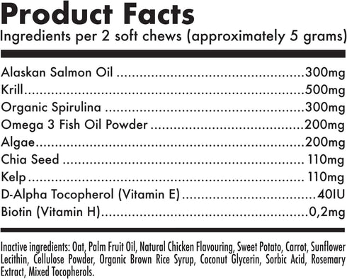 Omega 3 Alaskan Salmon Oil Treats for Dogs 30 Fish Oil Chew Supplement Skin and Coat Allergy and Itch Relief Hip & Joint Health Brain Shedding Hot...